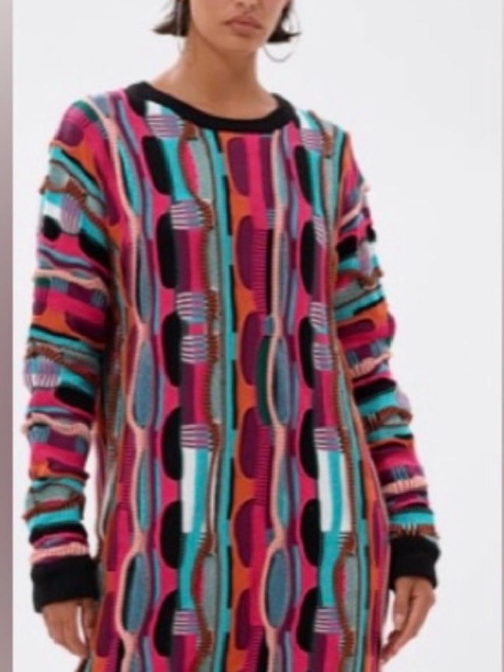 AKIRA Multicolor Geometric Scoop-Neck Dress